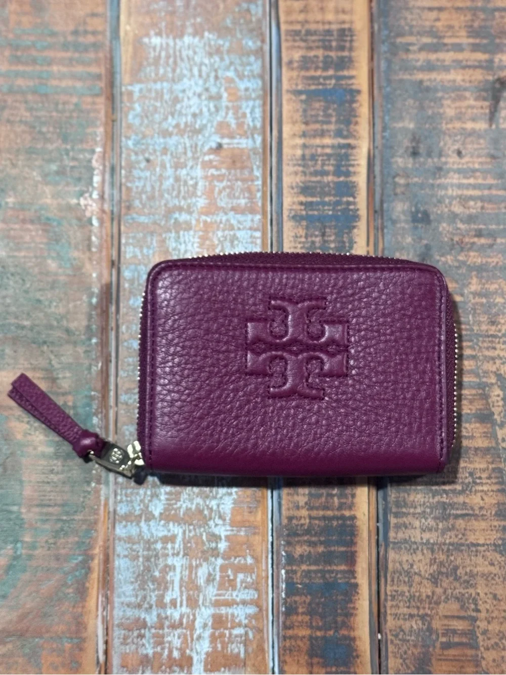 Tory Burch Pebbled Leather Wallet with Keyring